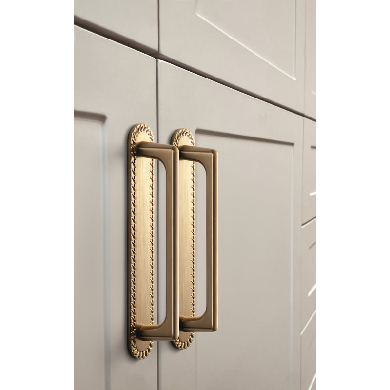 Poignée de bar classique avec contre-plaque, 5", Bronze champagne