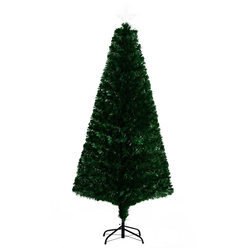 6' Tall Douglas Fir Pre-Lit Artificial Christmas Tree With Realistic Branches, 24 Multi-Colour LED Lights, Fibre Optics And 230 Tips