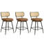 Tabouret de comptoir pivotant 26 po en similicuir rembourré avec dossier en rotin et structure en métal-2144153959-2144153955