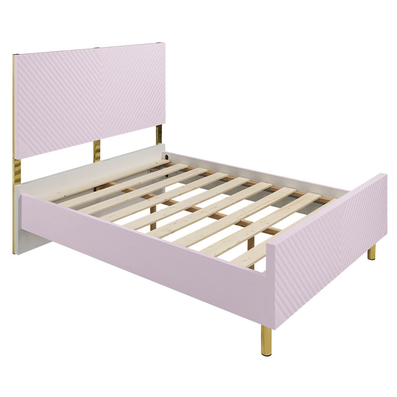 Lit plateforme Sare, Double, Rose