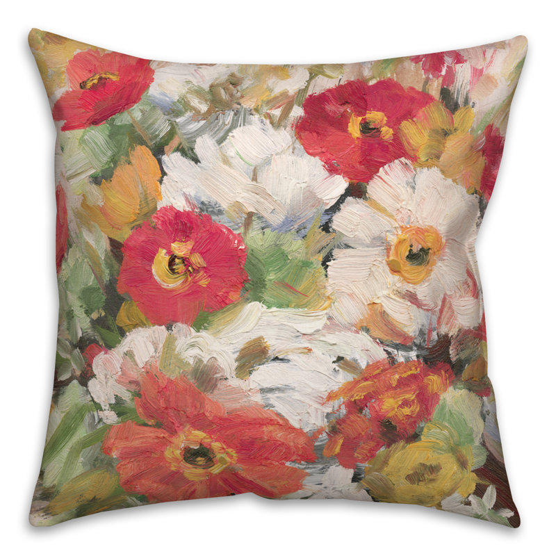 Floral Reversible Throw Pillow, 16" H x 16" W