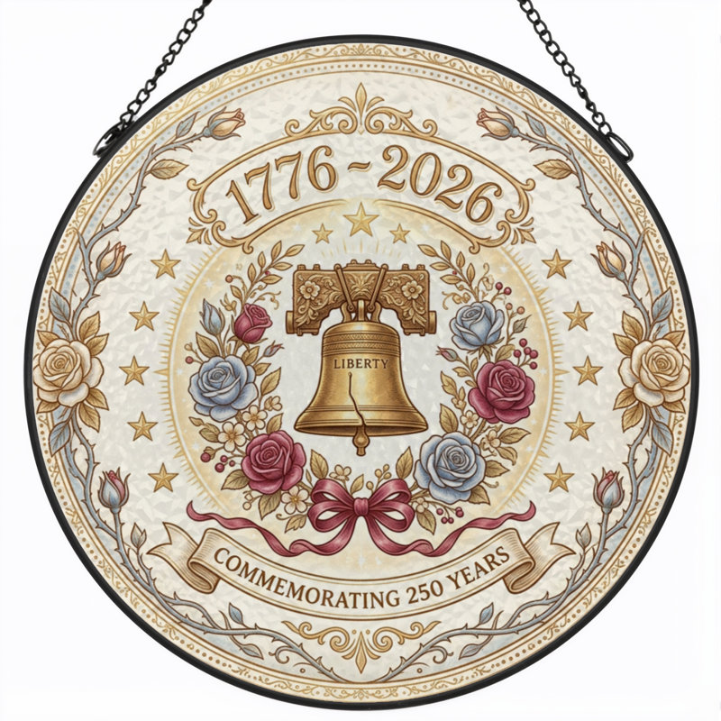 Panneau de fenêtre en verre pour décoration intérieure Liberty Bell USA 250th Anniversary - 7,8H, H 7,8 po