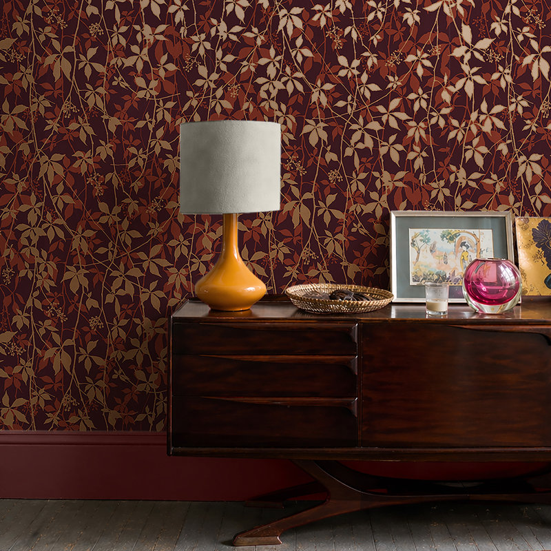 Clarissa Hulse Virginia Creeper Russet & Copper Wallpaper, Red