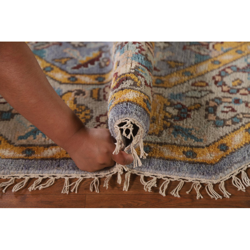Tapis bleu traditionnel octogonal 6 x 6