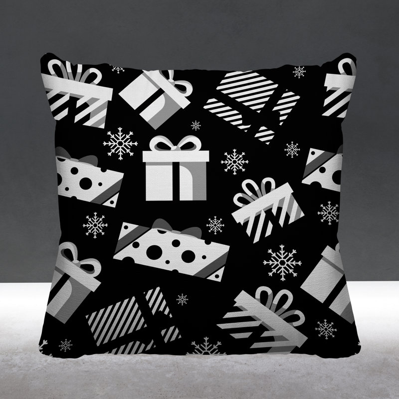 Coussin intérieur / extérieur Christmas Gift, Noir, L 17 po x H 17 po