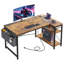 Bureau d'ordinateur en bois manufacturé en L Ciupan avec prise de courant-974792818-974792819