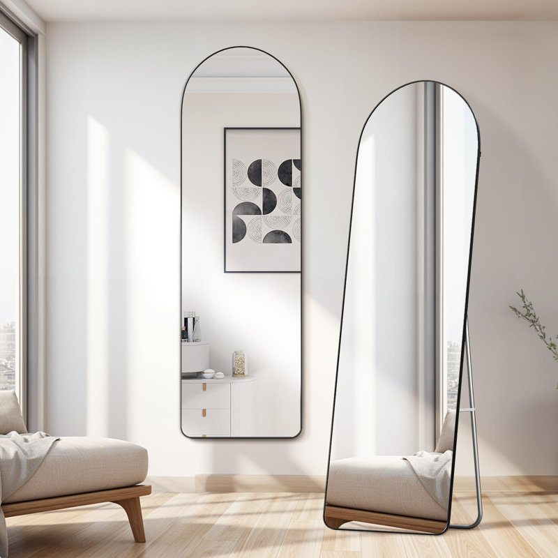 Metal Arch Floor Mirror, Black