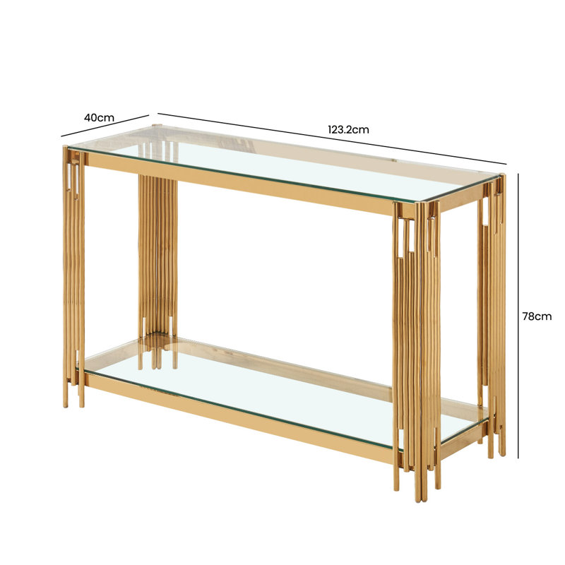 Console Table for Hallway Living Room Furniture, Slim Entryway Table with Shelf Space, Gold