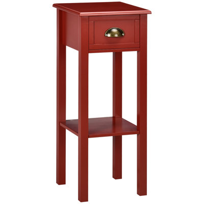 2-Tier Side Table With Drawer, Narrow End Table With Bottom Shelf, For Living Room Or Bedroom by Wildon Home