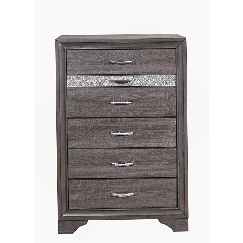 Commode verticale en bois manufacturé avec 5 tiroirs