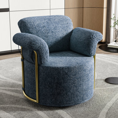Chaise longue pivotante bleue à 360 degrés, matériau ergonomique, conception ergonomique, fauteuil rembourré pivotant facile à entretenir, support, capacité de poids de 300 livres