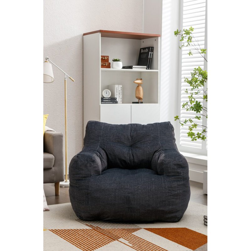 Fauteuil à billes en tissu, Mélange de coton gris foncé
