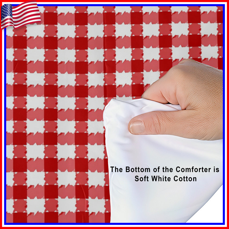 Red White Gingham Comforter, Twin