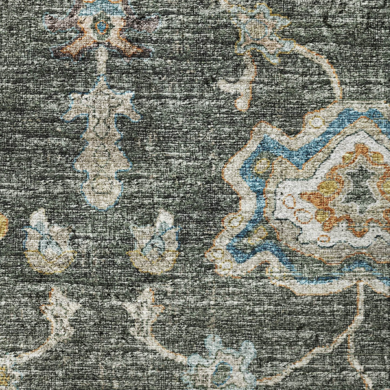 Premium Machine Washable Dream Shag ADS96 Ornate Rug, 1'8" x 2'6", Forest