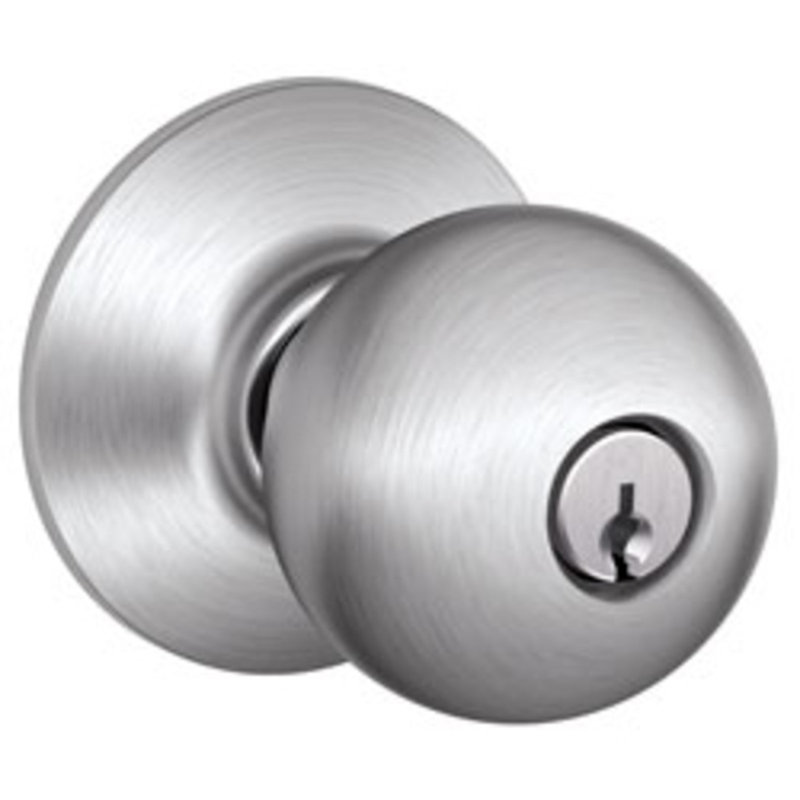 Orbit Keyed Door Knob, Satin Chrome