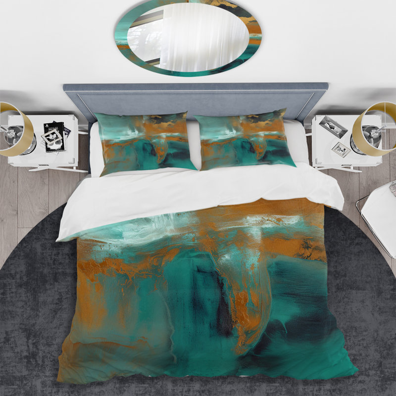 Ensemble de housse de couette en microfibre / polyester bleu sarcelle Balance I