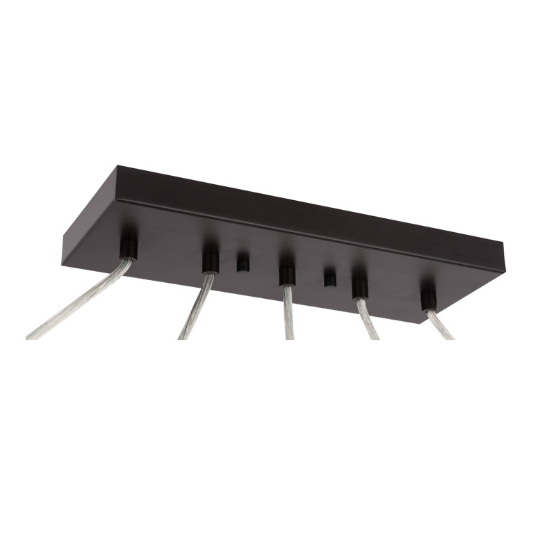 Luminaire suspendu linéaire pour îlot de cuisine 5 lumières Ovellette, Chrome / Bronze