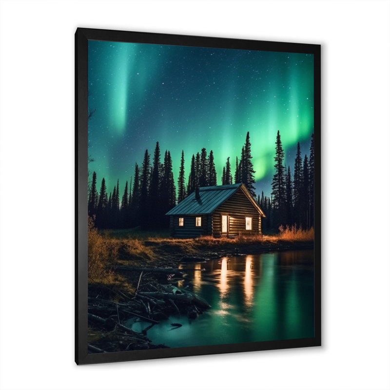 Yukon Northern Lights Beauty VI - impressions sur toile canadiennes, H 32 po x l 16 po x P 1 po, Cadre photo noir simple