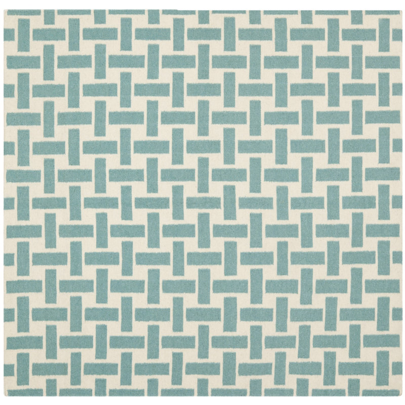 Mccall Hand Woven Flat Weave Wool Geometric Rug, Square 6'