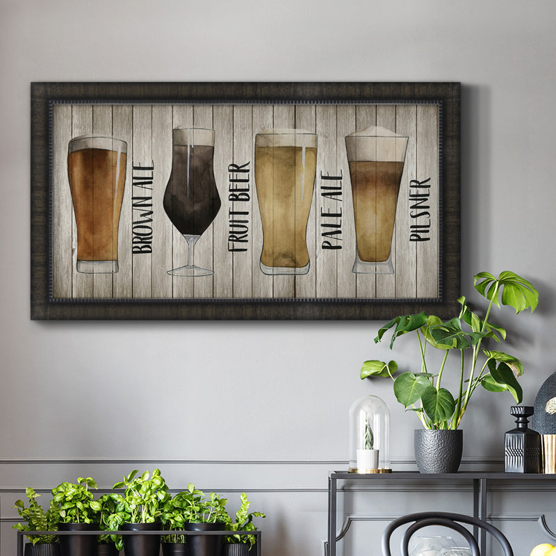 Tableau de bière I, toile encadrée de qualité supérieure - prête à être accrochée, Noir, H 29 po x l 53 po x P 1 po