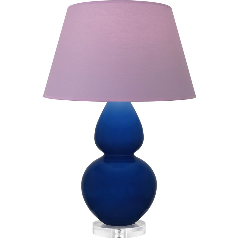 Double Gourd Table Lamp, Daisy Glazed/Silver, Pearl