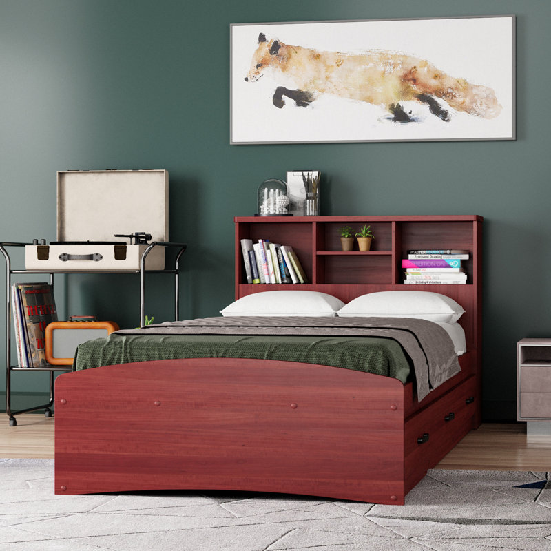 Jovany Captain Bed with 3 Reversible Drawers on Left or Right side (New and Improved Design), Twin, Mahogany