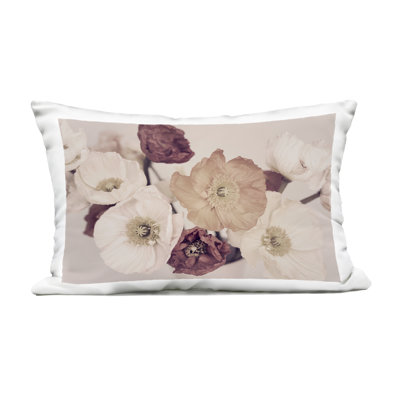 Open Blooms Maroon Florals Outdoor Printed Pillow, design by Sisi and Seb