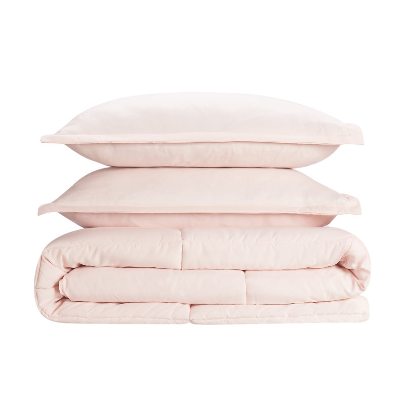 Blush Twin Microfiber Comforter and Sham Set