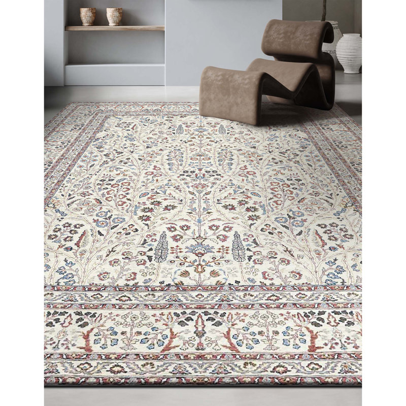 Tapis beige noué à la main de haute qualité, Rectangle 12 pi x 15 pi