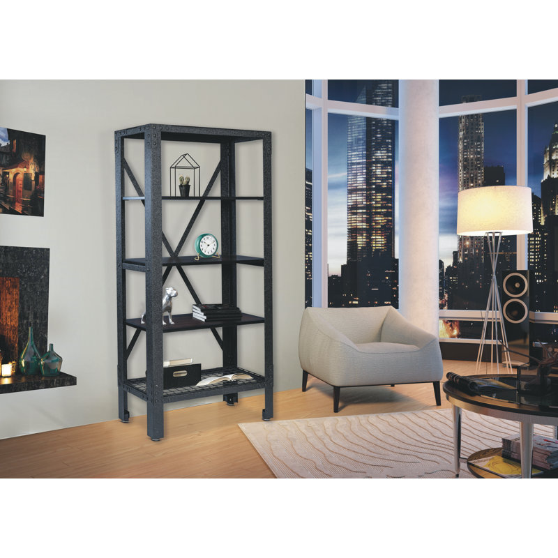 72 in. Industrial Garage Shelving Unit with Acacia Wood Shelves & Metal Frame