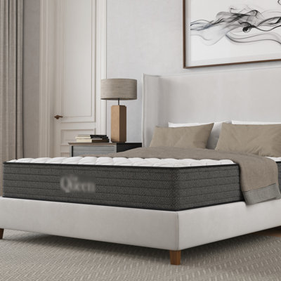 Matelas en gel de refroidissement complet de 10 pouces, - États-Unis, relief, faible transfert de mouvement, caractéristique, eau, compatible avec un cadre de base réglable, gris et blanc, rembourrage en mousse à mémoire de forme, trait d'assemblage à ressort,