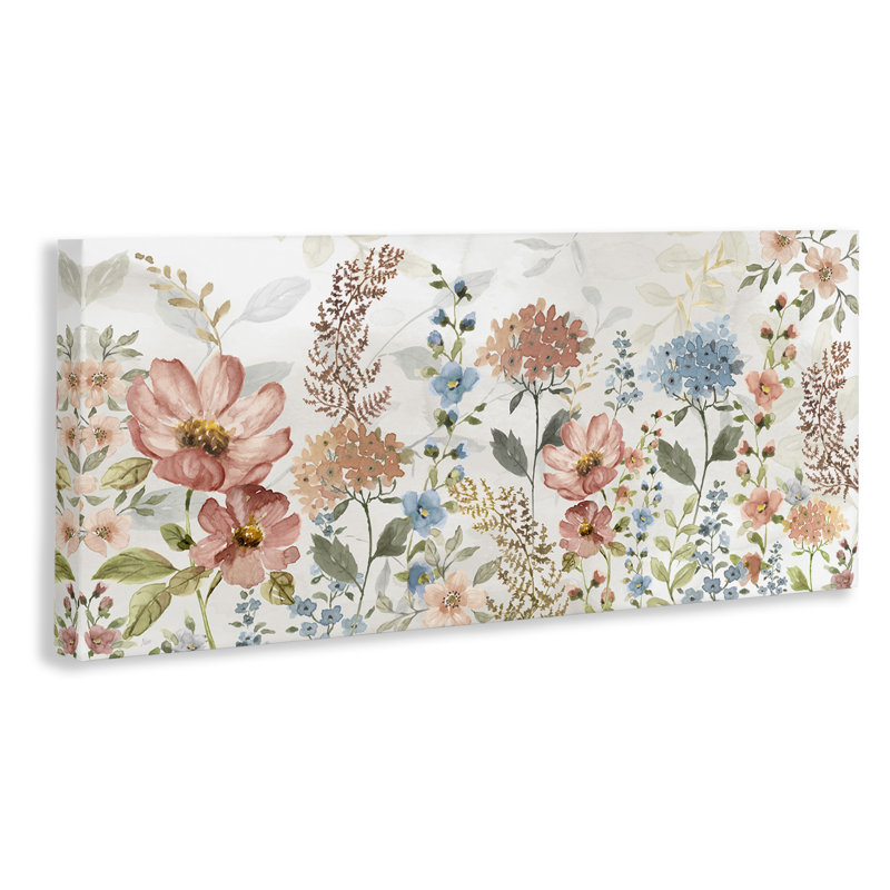 Fleurs de printemps pastel sur toile, H 20 po x l 48 po x P 1,5 po