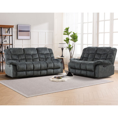 2 - Piece Contemporary and Overstuffed Manual Reclining Living Room Set