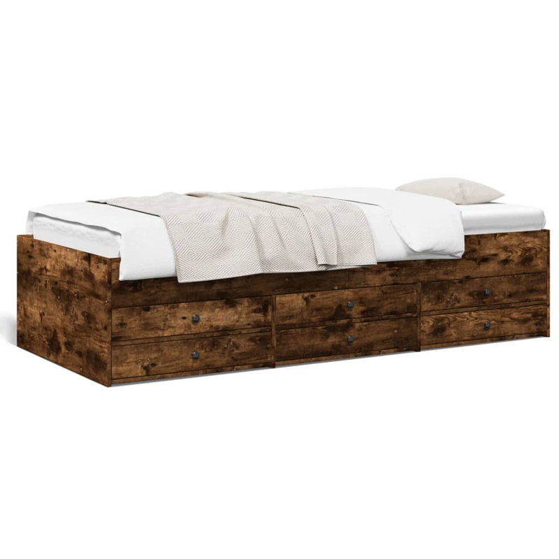 Vidaxl Daybed With Drawers, Smoked Oak, Single (3')