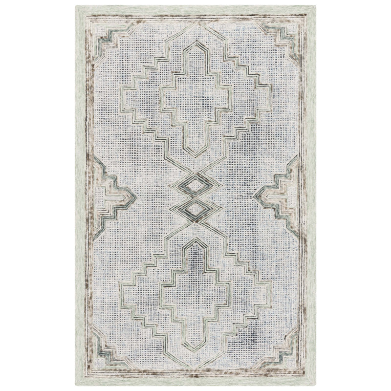 Ebony 822 Hand Tufted Wool & Cotton Geometric Rug, Rectangle 8' x 10'
