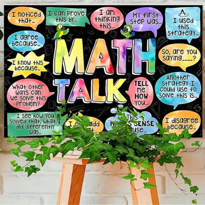 12 x 16 1pc affiche de toile éducative Math parler - salle de classe, bureau, décoration intérieure - citations de motivation - crochets pour une suspension facile - cadeau parfait pour les enseignants et les étudiants