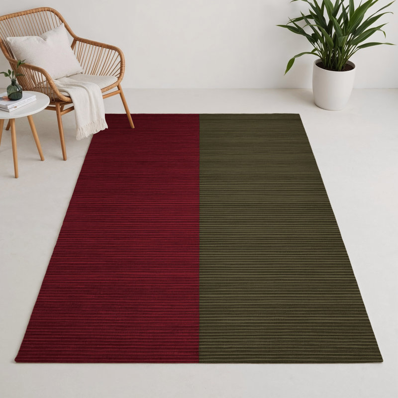 Tapis intérieur / extérieur rouge HorizontalStripes, Rectangulaire 3 pi x 5 pi