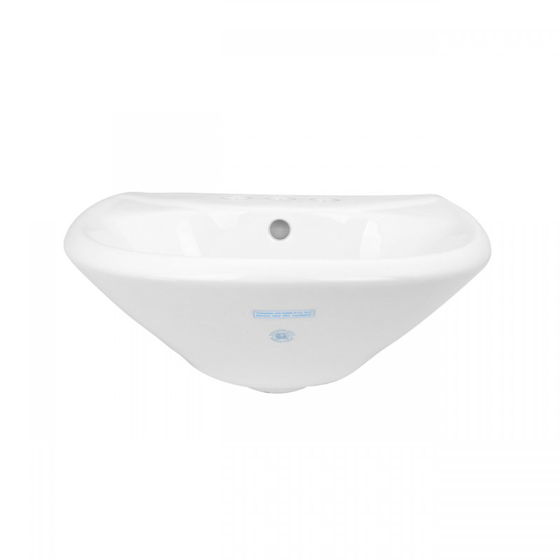Ondine 16'' White Ceramic Wall-Mount Bathroom Sink with Overflow