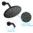 Single Handle Shower In Matte Black Finish. With Rain Showerhead, Handheld Shower, Tub Spout & Valve. 1.8 Gpm Flow. To Corrosion. 360° Adjustable. Wall Mount With Lever Handle. Contains Resists
