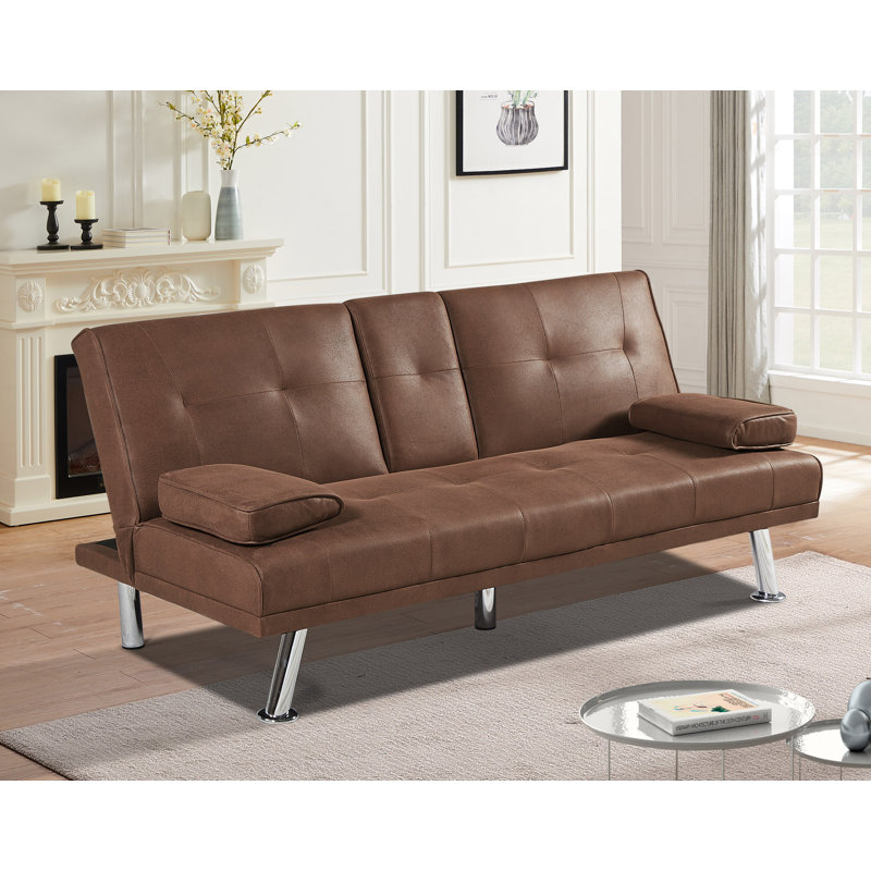 Sofa Bed Function Sofa Foldable Bed for Living Room, Coffee Suede