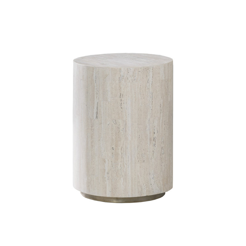 Signature Designs Cassio Stone Drum End Table, 19" H x 14" W x 14" D