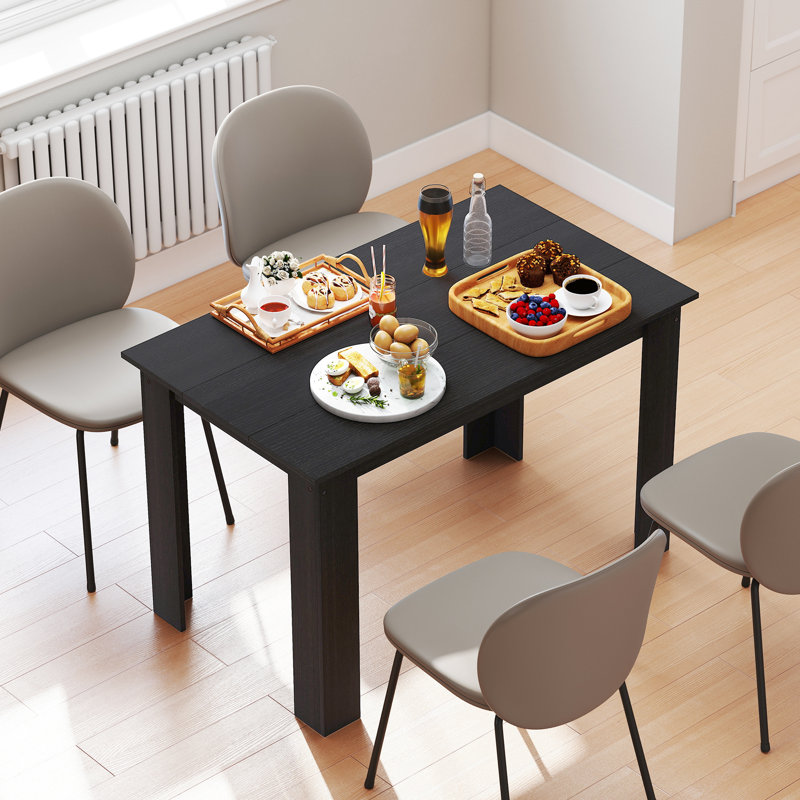 Table de salle à manger moderne 47 "pour 4-6 personnes avec effet de bois, noir, Noir