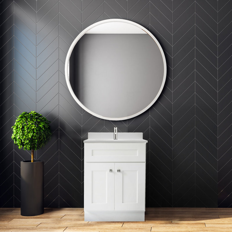 Brookings 25 Inch Bathroom Vanity with Top, Ready to Assemble, Sherwin Williams White – Design House, 584888, White;White
