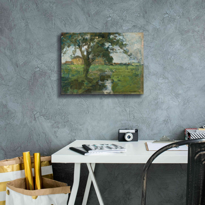 «Farm Settin avec arbre au premier plan et fossé d'irrigation, 1900» par Piet Mondrian, estampe numérique sur toile