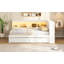 Lit de jour en bois pleine grandeur avec tablettes de rangement, USB, DEL et 2 tiroirs-892505458