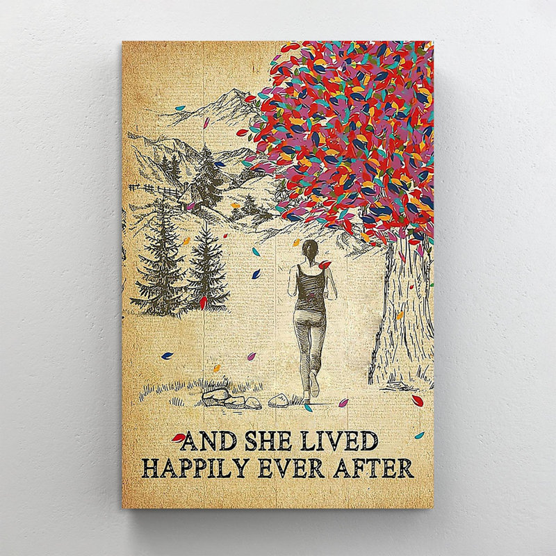 «Run And She Lived Happily Ever After», reproduction d'art graphique sur toile tendue 1 pièce, H 20 po x l 16 po x P 1,25 po