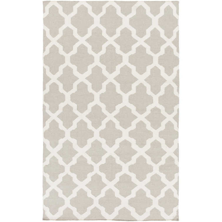 Tapis gris / ivoire en laine tissé à la main Bangor