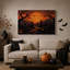 Lune orange au-dessus d'un cimetière avec citrouilles-lanternes, art mural d'Halloween-1198343665