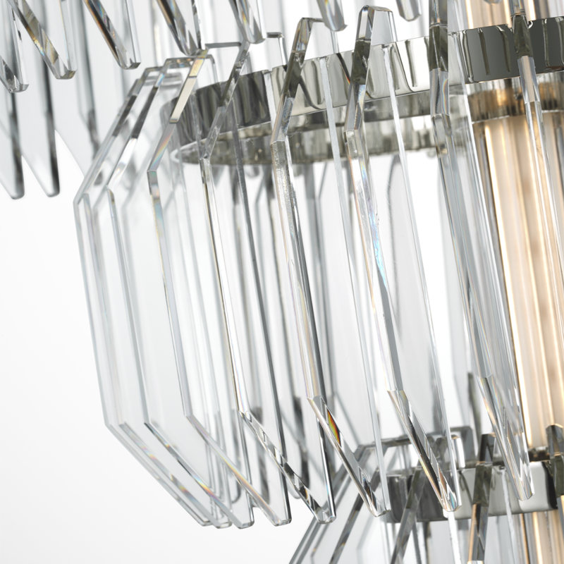 Waterford Killarney 32" Layered Chandelier with Clear Crystal, Polished Nickel