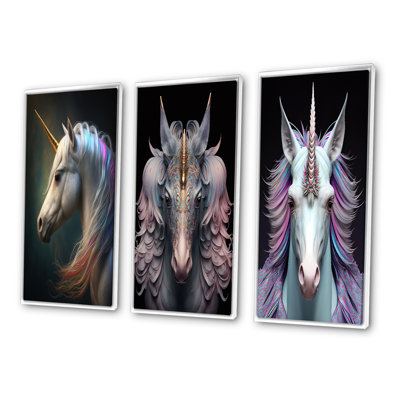 " Beautiful Portrait Of A Unicorn " 3 - Pieces
